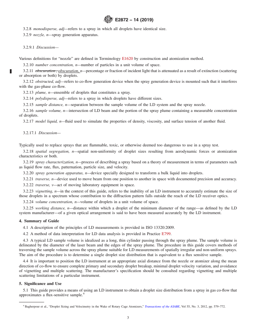 REDLINE ASTM E2872-14(2019) - Standard Guide for Determining Cross-Section Averaged Characteristics of a Spray  Using Laser-Diffraction Instruments in a Wind Tunnel Apparatus