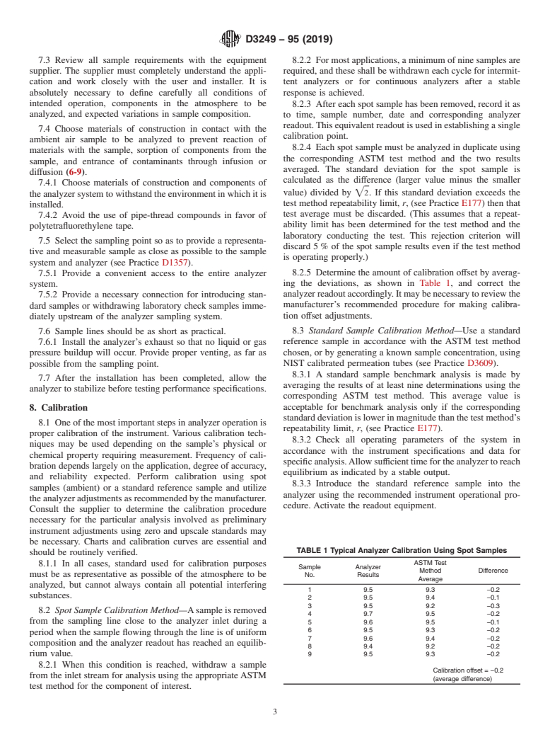 ASTM D3249-95(2019) - Standard Practice for  General Ambient Air Analyzer Procedures