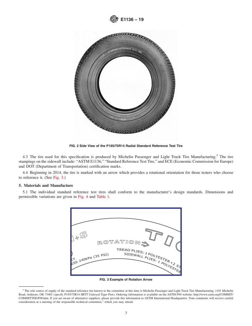 REDLINE ASTM E1136-19 - Standard Specification for P195/75R14 Radial Standard Reference Test Tire