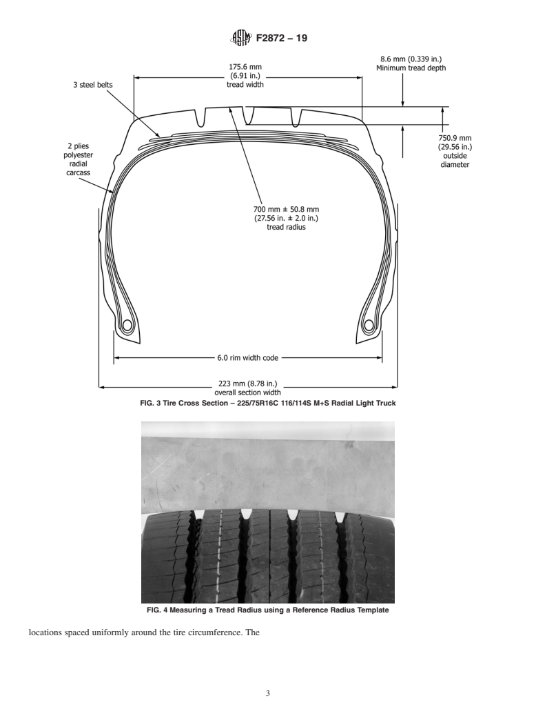 ASTM F2872-19 - Standard Specification for  225/75R16C 116/114S M+S Radial Light Truck Standard Reference  Test Tire