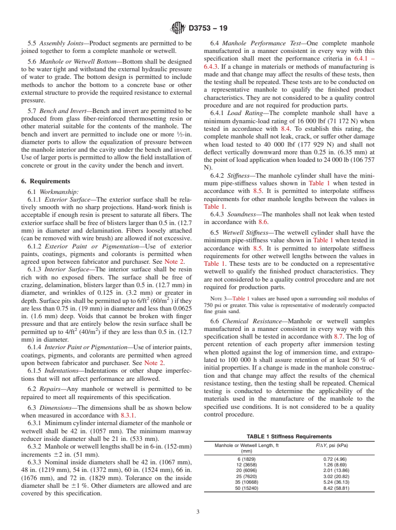 ASTM D3753-19 - Standard Specification for Fiberglass (Glass-Fiber-Reinforced Thermosetting-Resin) Manholes  and Wetwells