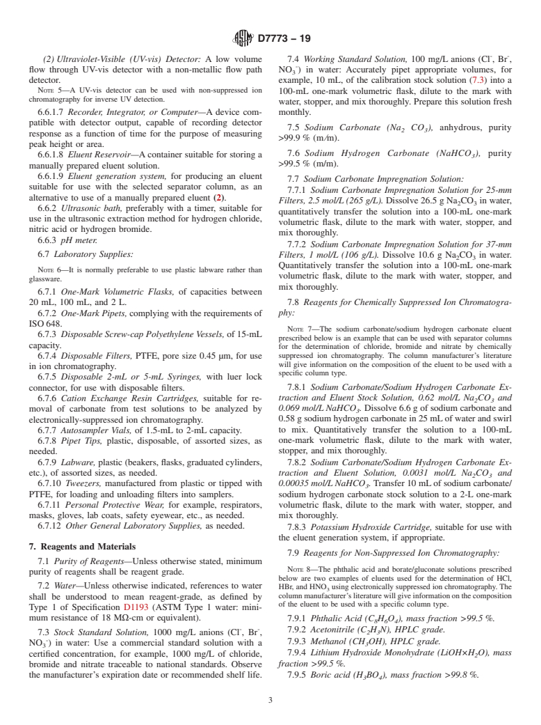 ASTM D7773-19 - Standard Test Method for Determination of Volatile Inorganic Acids (HCl, HBr, and HNO<inf  >3</inf>) Using Filter Sampling and Suppressed Ion Chromatography