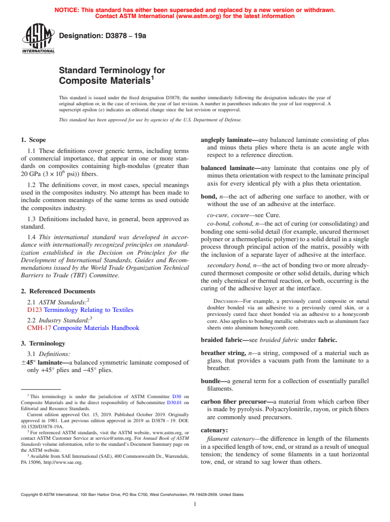 ASTM D3878-19a - Standard Terminology for  Composite Materials