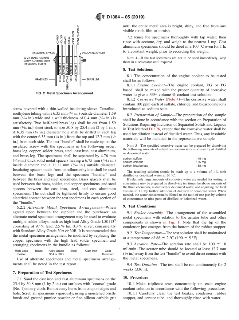 ASTM D1384-05(2019) - Standard Test Method for Corrosion Test for Engine Coolants in Glassware