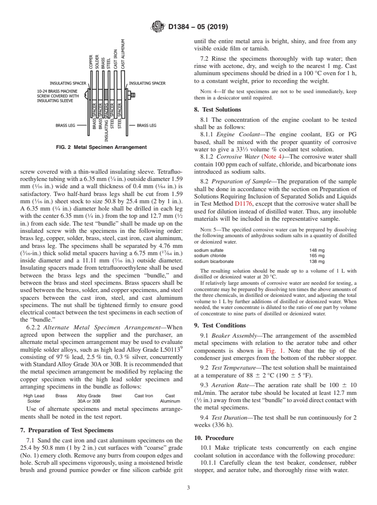 ASTM D1384-05(2019) - Standard Test Method for Corrosion Test for Engine Coolants in Glassware