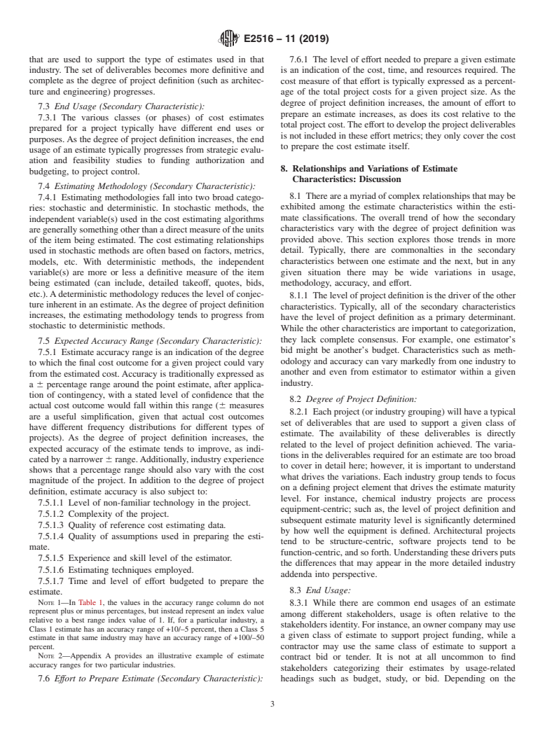 ASTM E2516-11(2019) - Standard Classification for Cost Estimate Classification System