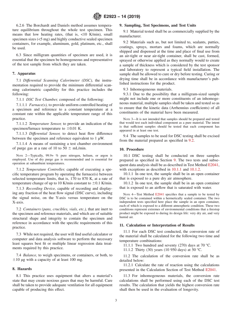 ASTM E2923-14(2019) - Standard Practice for Longevity Assessment of Firestop Materials Using Differential  Scanning Calorimetry