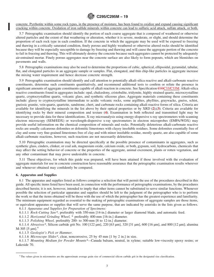 REDLINE ASTM C295/C295M-19 - Standard Guide for  Petrographic Examination of Aggregates for Concrete