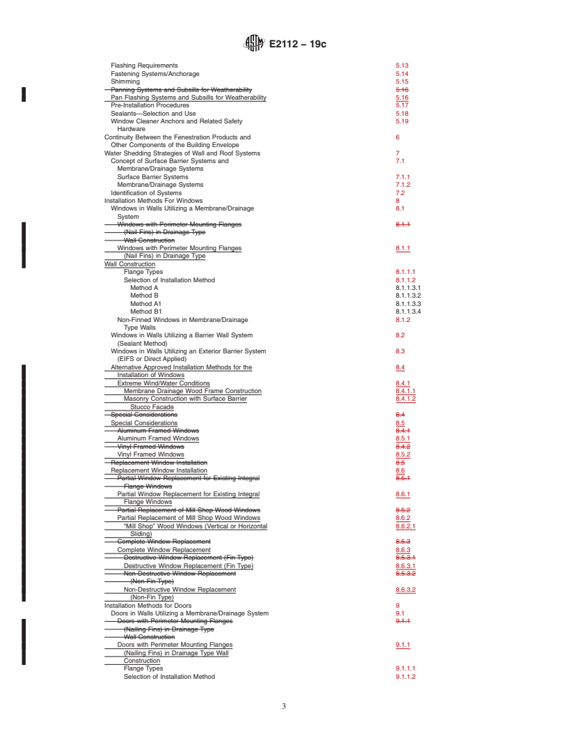 REDLINE ASTM E2112-19c - Standard Practice for Installation of Exterior Windows, Doors and Skylights