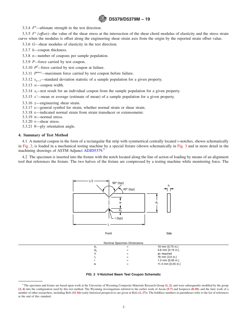 REDLINE ASTM D5379/D5379M-19 - Standard Test Method for  Shear Properties of Composite Materials by the V-Notched Beam  Method