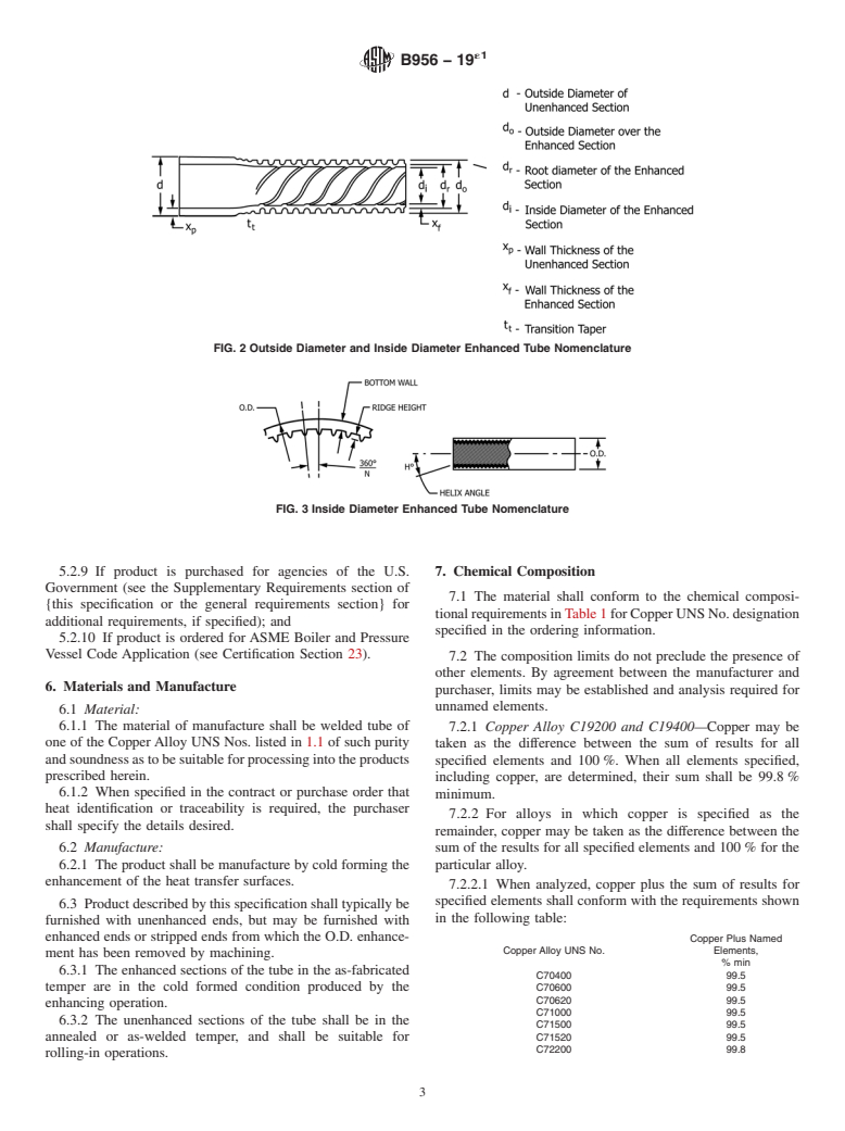 ASTM B956-19e1 - Standard Specification for Welded Copper and Copper-Alloy Condenser and Heat Exchanger  Tubes with Integral Fins