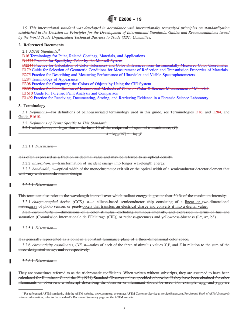 REDLINE ASTM E2808-19 - Standard Guide for  Microspectrophotometry in Forensic Paint Analysis