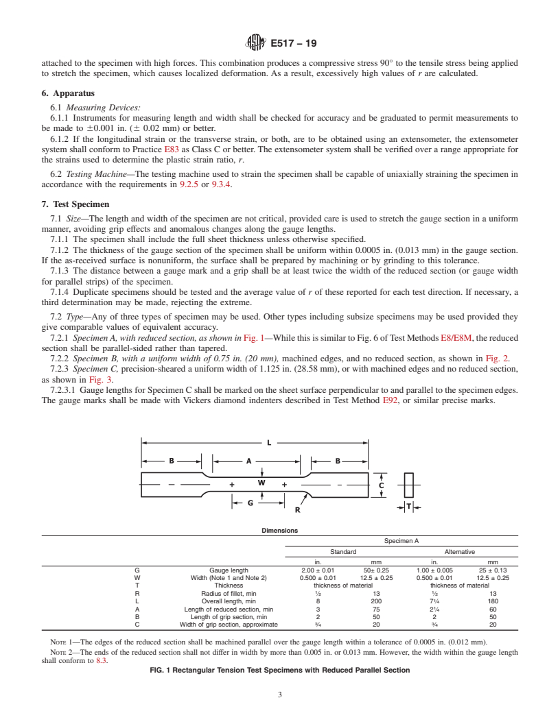 REDLINE ASTM E517-19 - Standard Test Method for  Plastic Strain Ratio <emph type="bdit">r</emph> for Sheet Metal