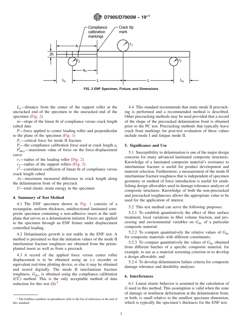 ASTM D7905/D7905M-19e1 - Standard Test Method for Determination of the Mode II Interlaminar Fracture Toughness of Unidirectional Fiber-Reinforced Polymer Matrix Composites