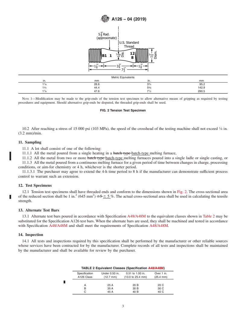 REDLINE ASTM A126-04(2019) - Standard Specification for  Gray Iron Castings for Valves, Flanges, and Pipe Fittings