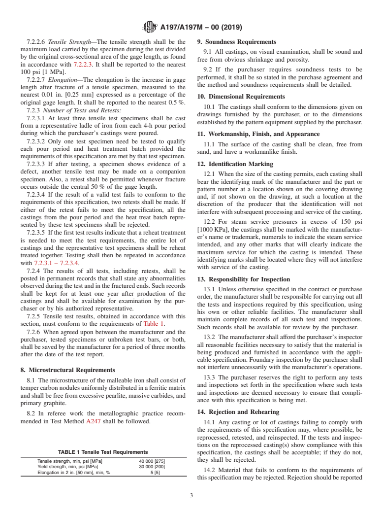 ASTM A197/A197M-00(2019) - Standard Specification for  Cupola Malleable Iron