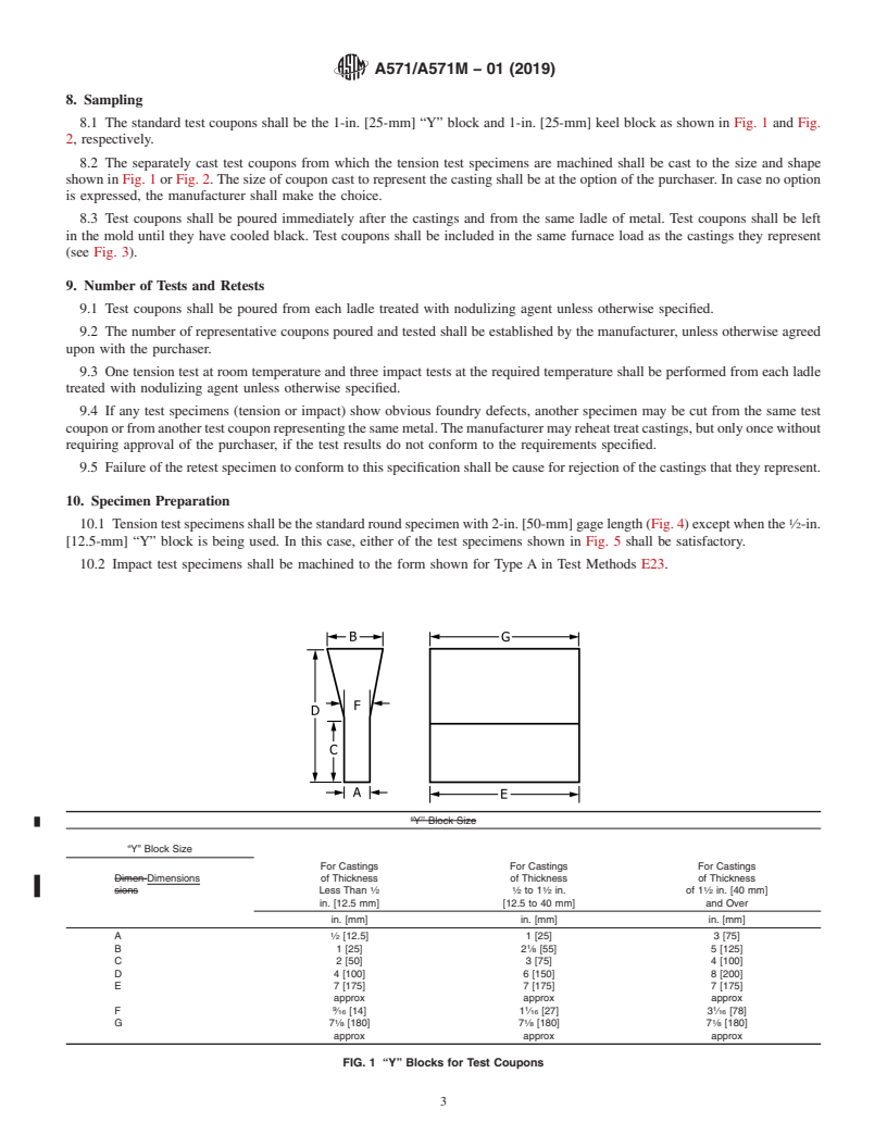 REDLINE ASTM A571/A571M-01(2019) - Standard Specification for  Austenitic Ductile Iron Castings for Pressure-Containing Parts   Suitable for Low-Temperature Service