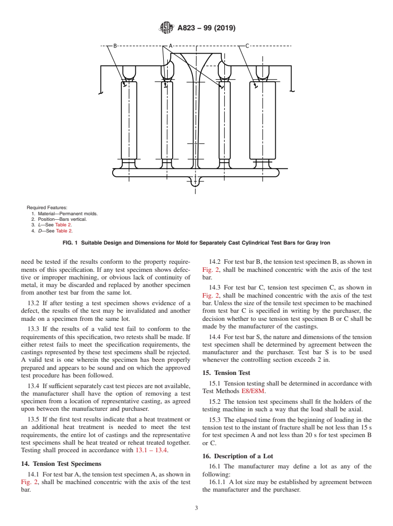 ASTM A823-99(2019) - Standard Specification for  Statically Cast Permanent Mold Gray Iron Castings