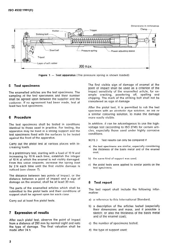 ISO 4532:1991 ISO 4532:1991 - Vitreous and porcelain enamels -- Determination of the resistance of enamelled articles to impact -- Pistol test - Page 4 preview