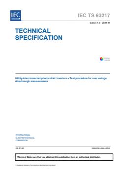 IEC TS 63217:2021 - Utility-interconnected photovoltaic inverters - Test procedure for over voltage ride-through measurements - Page 3 preview