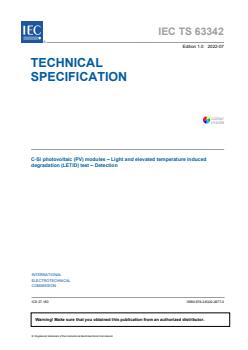 IEC TS 63342:2022 - C-Si photovoltaic (PV) modules - Light and elevated temperature induced degradation (LETID) test - Detection - Page 3 preview