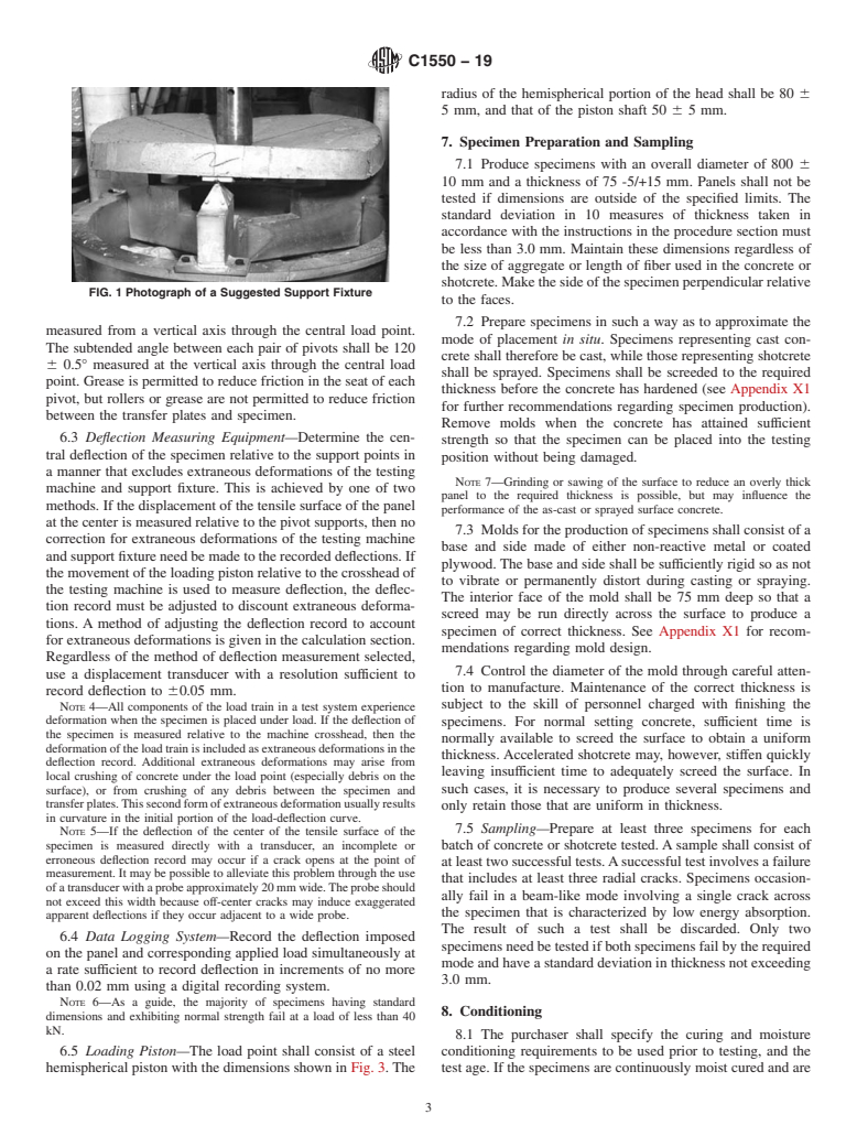 ASTM C1550-19 - Standard Test Method for  Flexural Toughness of Fiber Reinforced Concrete (Using Centrally  Loaded Round Panel)