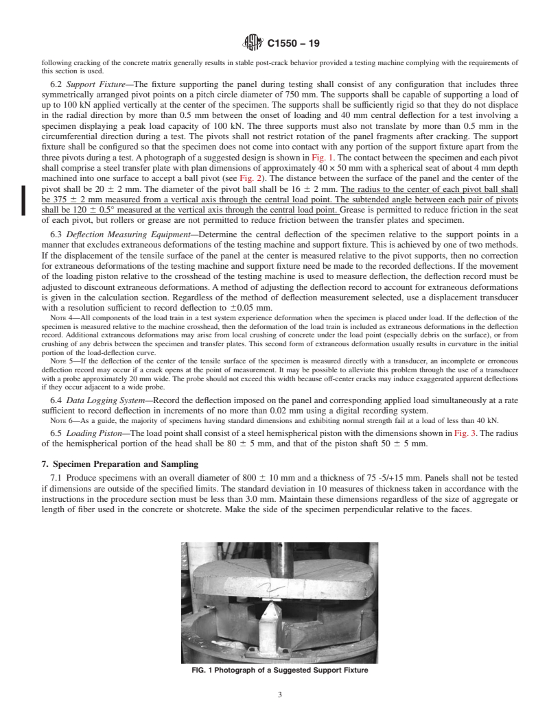 REDLINE ASTM C1550-19 - Standard Test Method for  Flexural Toughness of Fiber Reinforced Concrete (Using Centrally  Loaded Round Panel)