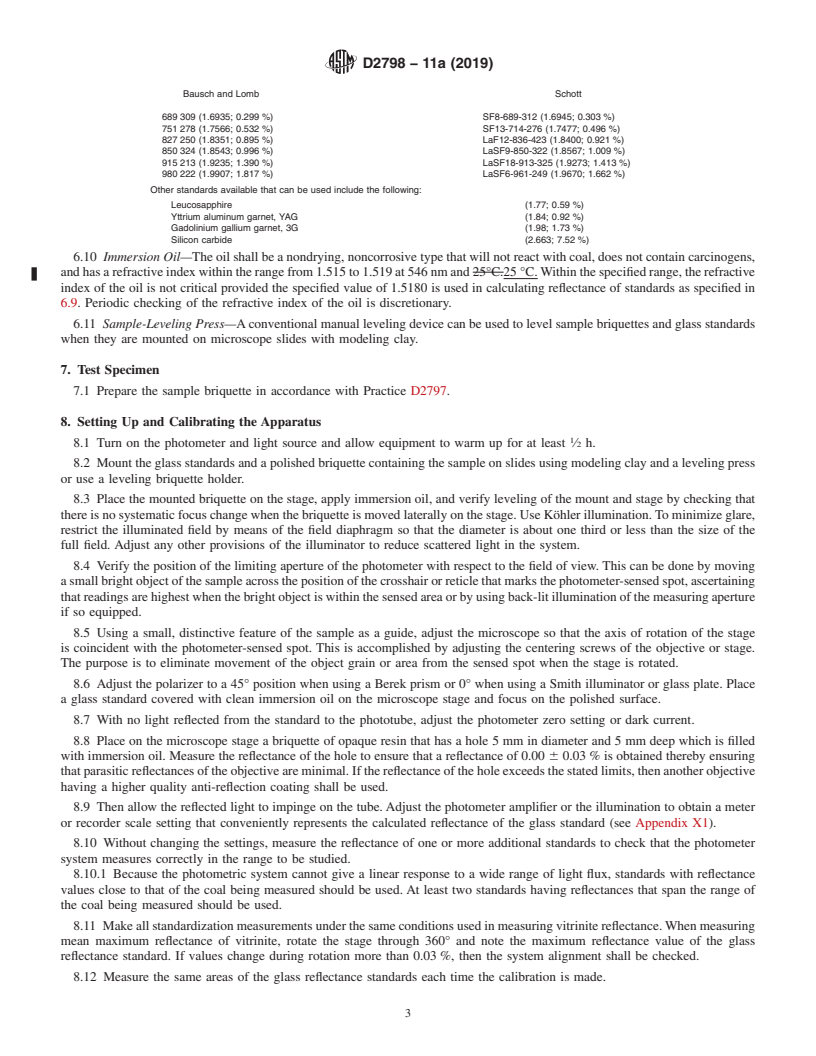 REDLINE ASTM D2798-11a(2019) - Standard Test Method for  Microscopical Determination of the Vitrinite Reflectance of Coal