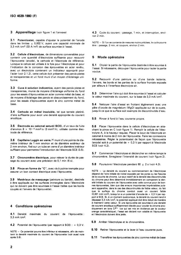 ISO 4539:1980 ISO 4539:1980 - Revetements électrolytiques de chrome -- Essai de corrosion électrolytique (Essai EC) - Page 4 preview