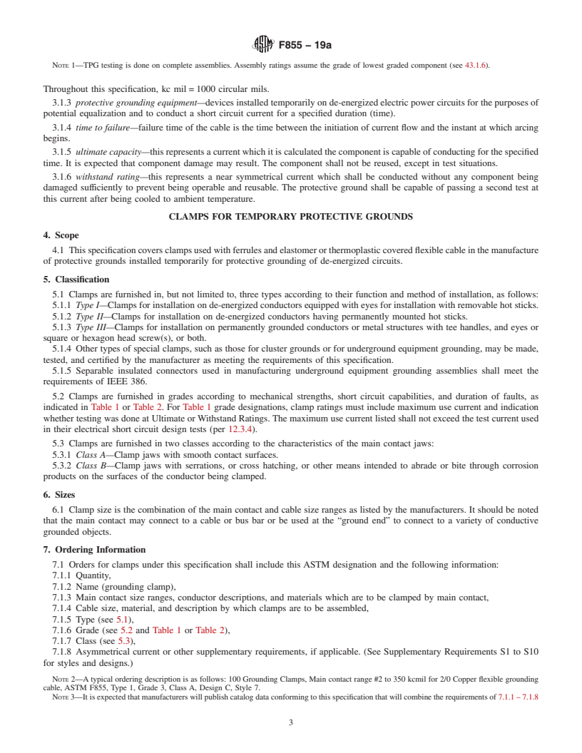 REDLINE ASTM F855-19a - Standard Specifications for  Temporary Protective Grounds to Be Used on De-energized Electric   Power Lines and Equipment