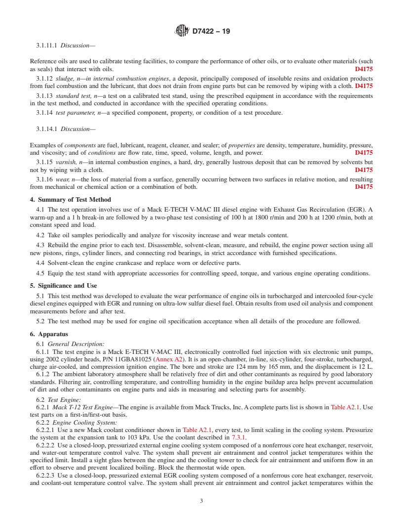 REDLINE ASTM D7422-19 - Standard Test Method for  Evaluation of Diesel Engine Oils in T-12 Exhaust Gas Recirculation  Diesel Engine