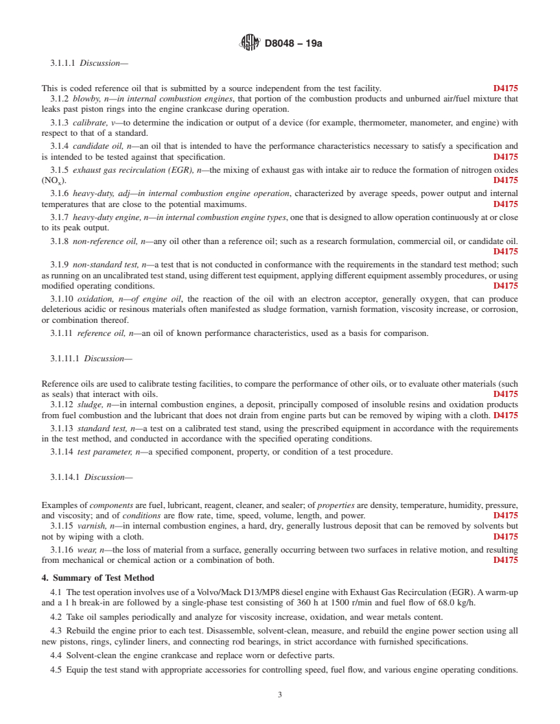 REDLINE ASTM D8048-19a - Standard Test Method for Evaluation of Diesel Engine Oils in T-13 Diesel Engine