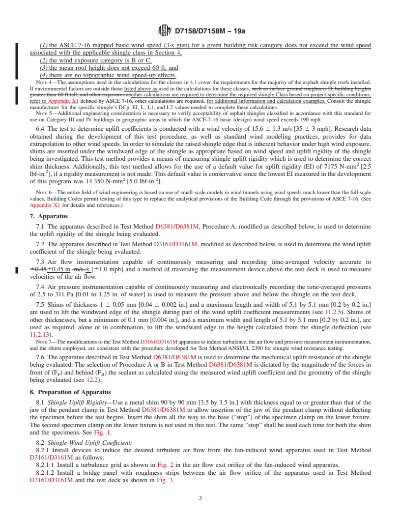 REDLINE ASTM D7158/D7158M-19a - Standard Test Method for  Wind Resistance of Asphalt Shingles (Uplift Force/Uplift  Resistance   Method)