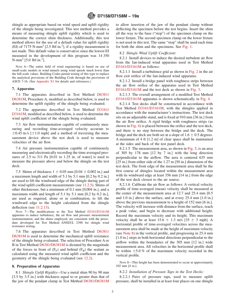 ASTM D7158/D7158M-19a - Standard Test Method for  Wind Resistance of Asphalt Shingles (Uplift Force/Uplift  Resistance   Method)