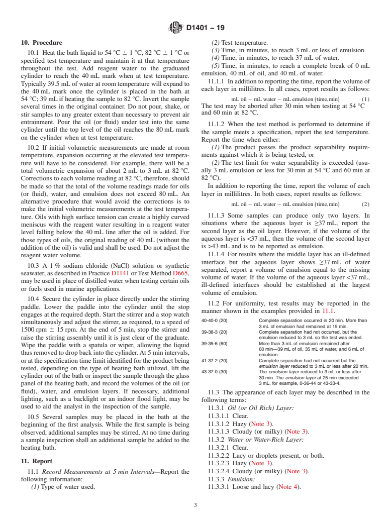 ASTM D1401-19 - Standard Test Method for  Water Separability of Petroleum Oils and Synthetic Fluids