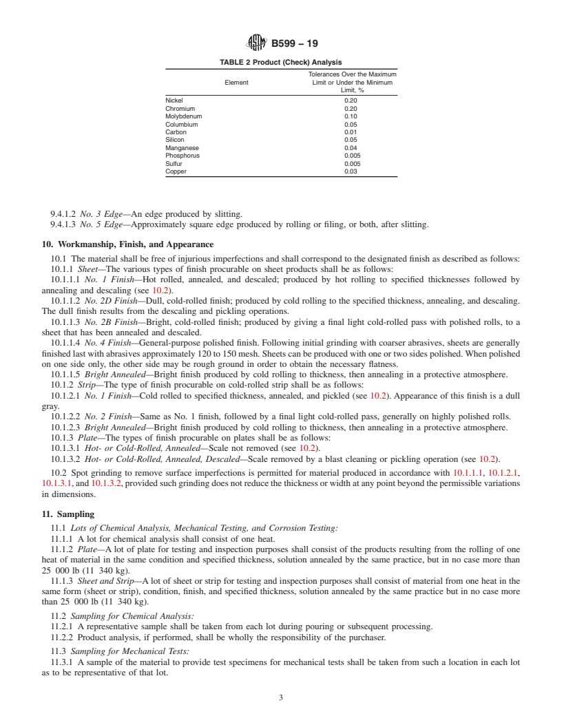 REDLINE ASTM B599-19 - Standard Specification for Nickel-Iron-Chromium-Molybdenum-Columbium Stabilized Alloy  Plate, Sheet, and Strip