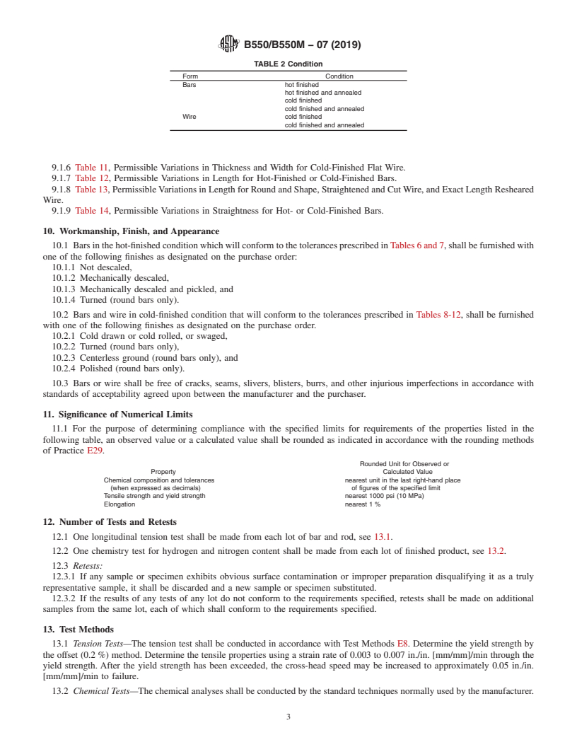 REDLINE ASTM B550/B550M-07(2019) - Standard Specification for Zirconium and Zirconium Alloy Bar and Wire