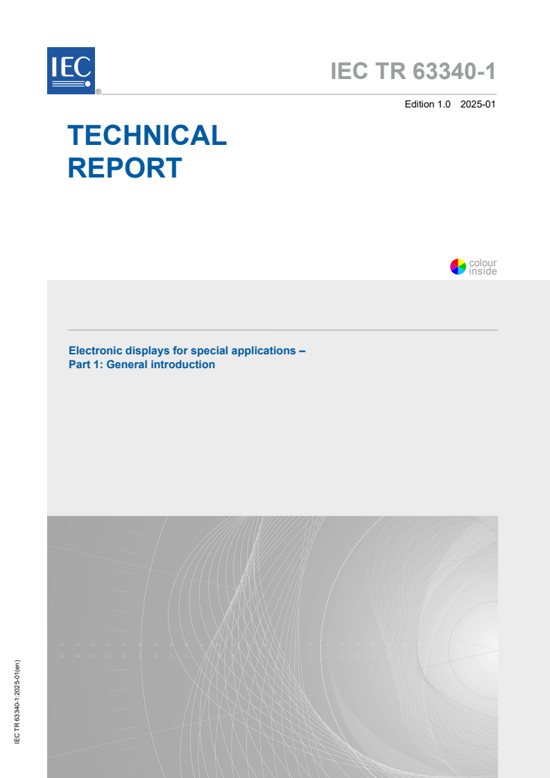 IEC TR 63340-1:2025 - Electronic displays for special applications - Part 1: General introduction
Released:9. 01. 2025
Isbn:9782832701263