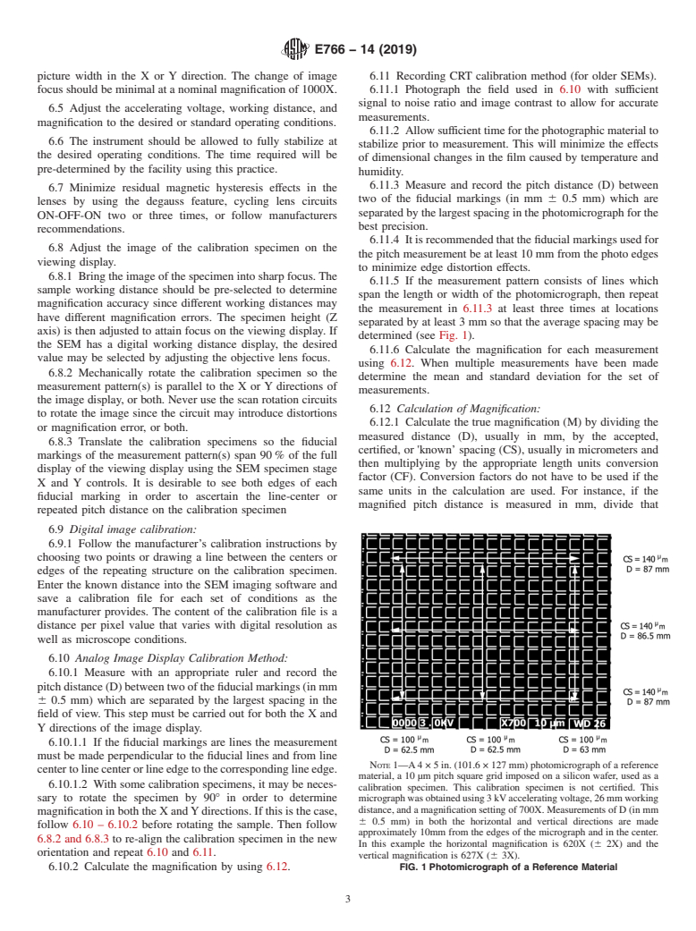 ASTM E766-14(2019) - Standard Practice for  Calibrating the Magnification of a Scanning Electron Microscope