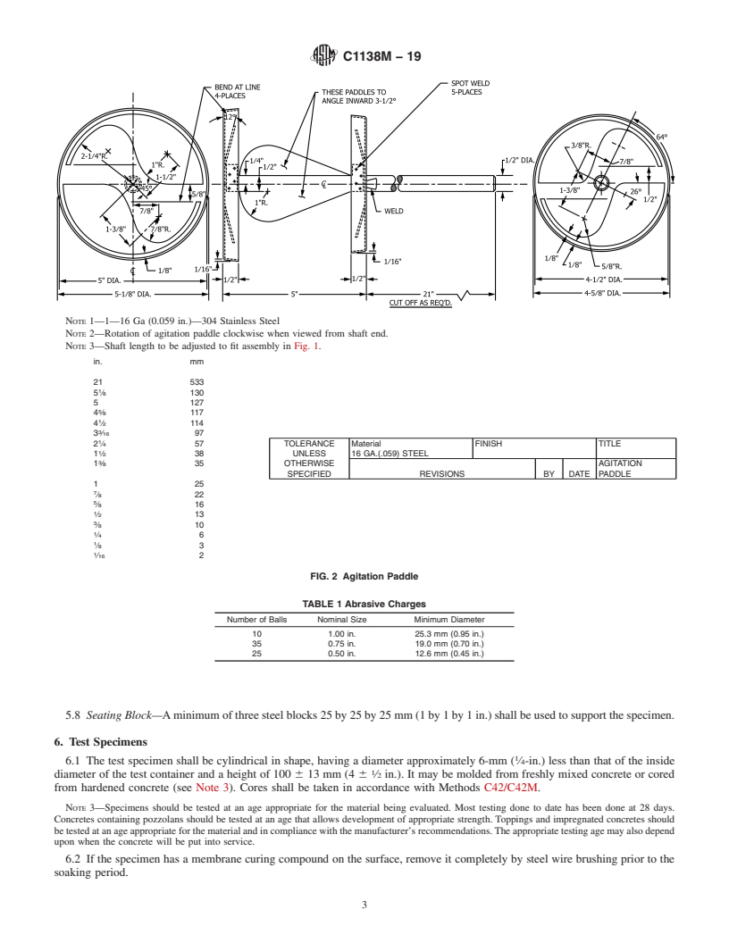 REDLINE ASTM C1138M-19 - Standard Test Method for  Abrasion Resistance of Concrete (Underwater Method)