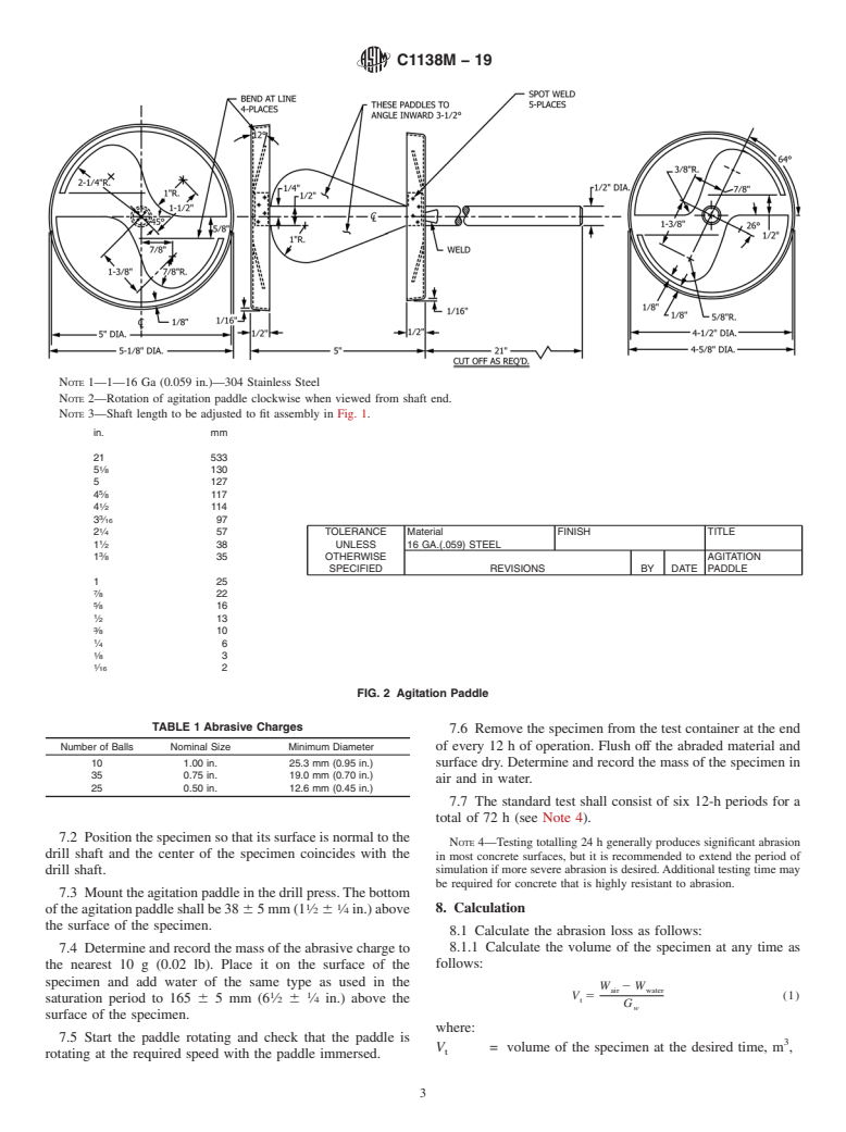 ASTM C1138M-19 - Standard Test Method for  Abrasion Resistance of Concrete (Underwater Method)