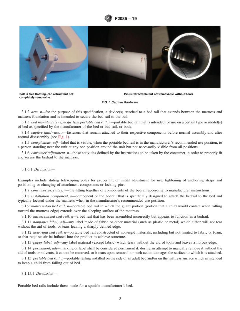 REDLINE ASTM F2085-19 - Standard Consumer Safety Specification for Portable Bed Rails