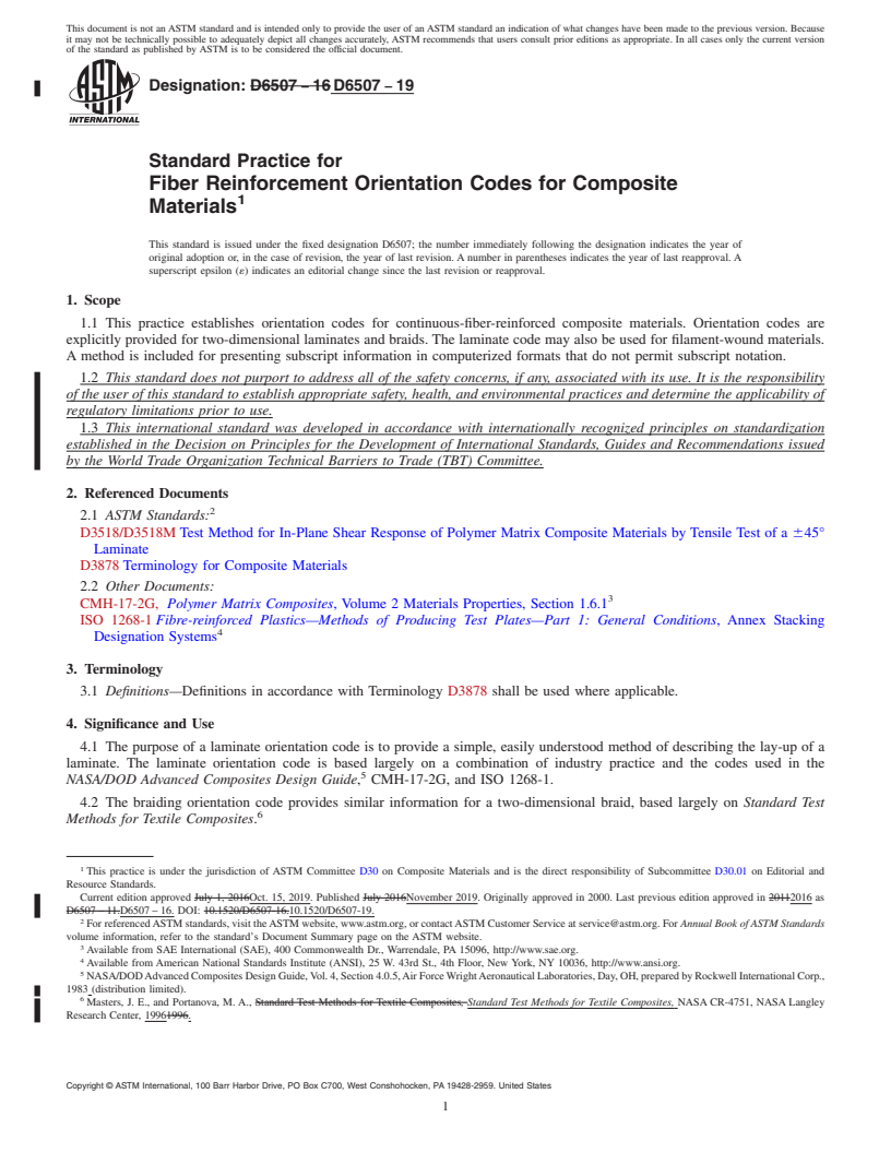 REDLINE ASTM D6507-19 - Standard Practice for  Fiber Reinforcement Orientation Codes for Composite Materials