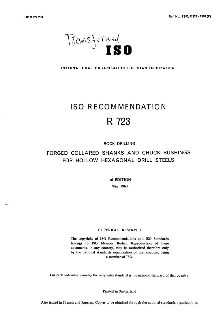 ISO/R 723:1968 - Title missing - Legacy paper document
Released:1/1/1968