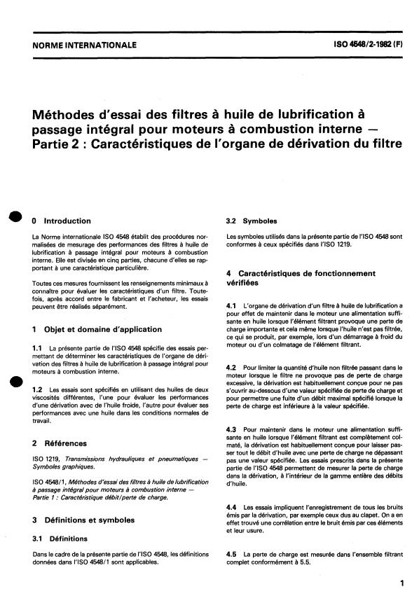 ISO 4548-2:1982 - Méthodes d'essai des filtres a huile de lubrification a passage intégral pour moteurs a combustion interne