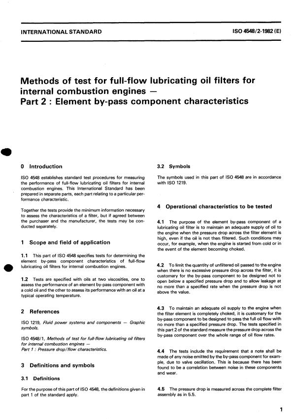 ISO 4548-2:1982 - Methods of test for full-flow lubricating oil filters for internal combustion engines
