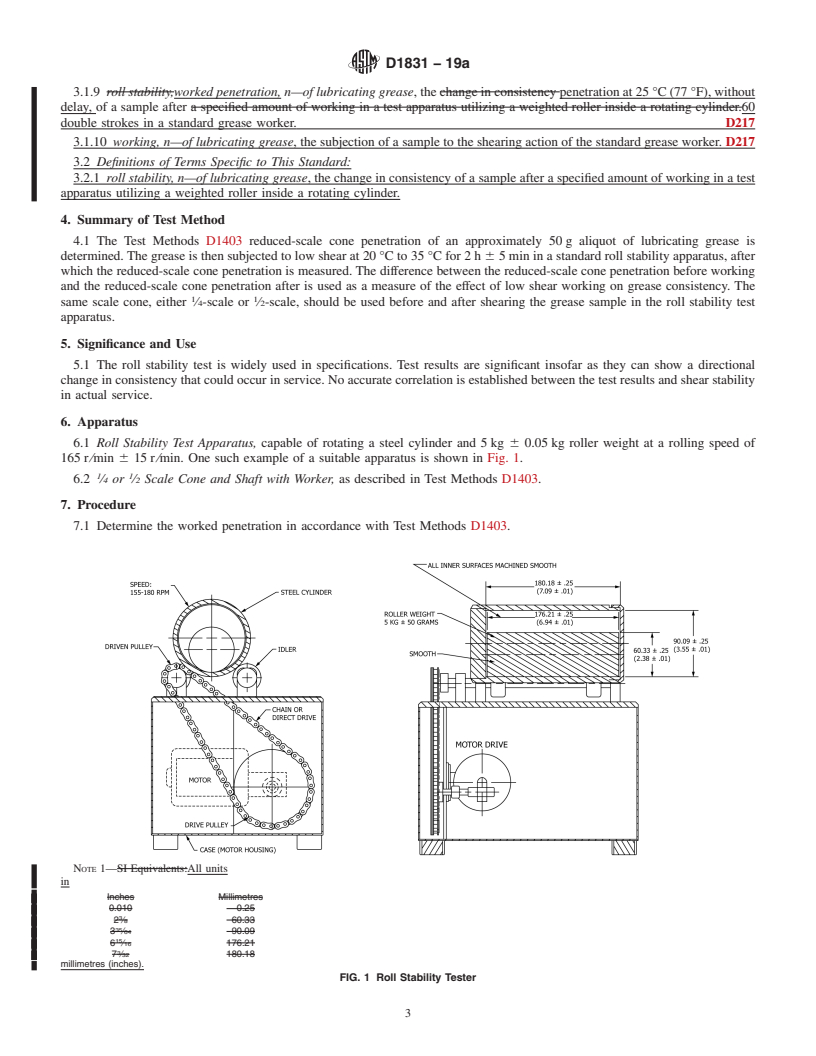 REDLINE ASTM D1831-19a - Standard Test Method for  Roll Stability of Lubricating Grease