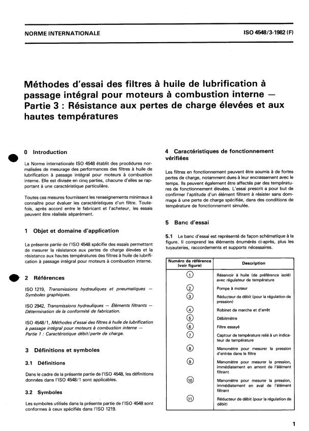 ISO 4548-3:1982 - Methods of test for full-flow lubricating oil filters for internal combustion engines
