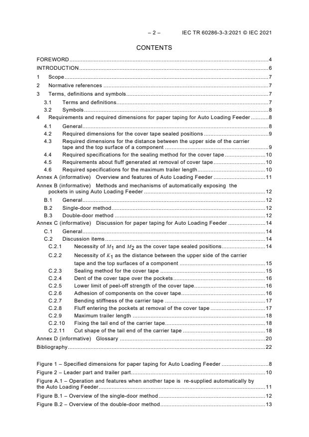 IEC TR 60286-3-3:2021 IEC TR 60286-3-3:2021 - Packaging of components for automatic handling - Part 3-3: Packaging of surface mount components on continuous paper tapes for Auto Loading Feeder - Page 4 preview