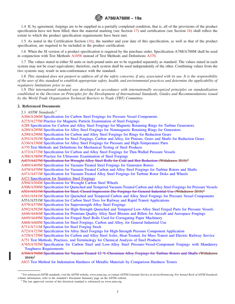 REDLINE ASTM A788/A788M-19a - Standard Specification for Steel Forgings, General Requirements